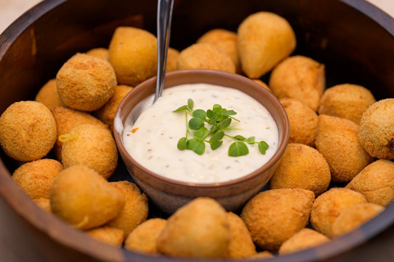 Crispy truffle arancini rice balls with marinara