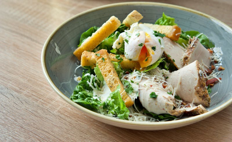 Classic Caesar salad with romaine, croutons and parmesan